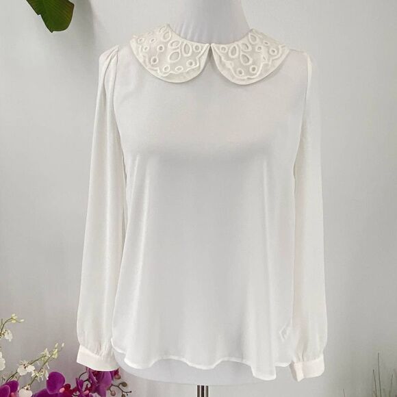 Forever 21 White Short Sleeve Blouse Small - Picture 5 of 10